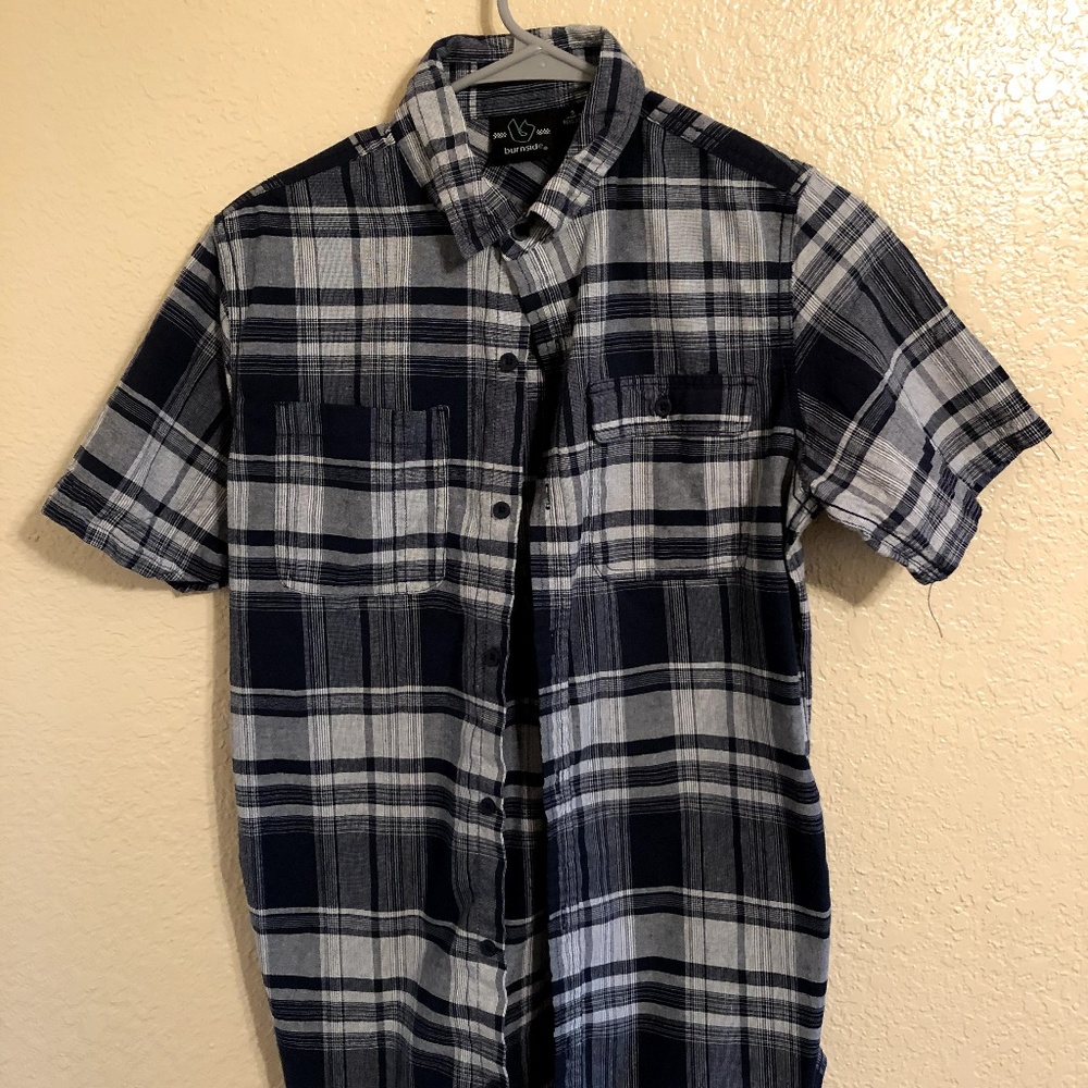 Button Down Short Sleeve - Navy/Plaid